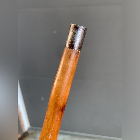 Antique Artisan Hand Crafted Metal Tip Solid Root Wood Cane Walking Stick - Picture 13 of 16